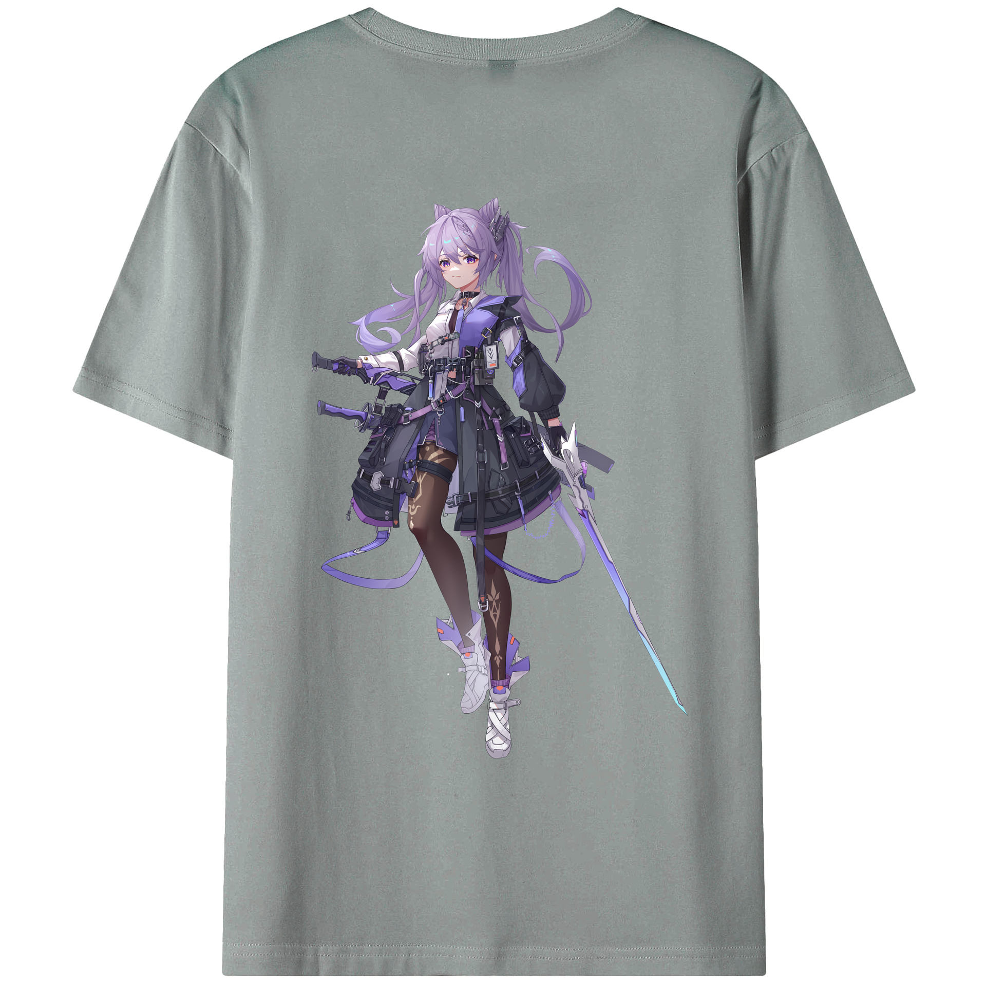 げんし神 刻晴 こくせい genshin Kokusei 綿100％ メンズ半袖Tシャツ（バックプリント） 通気性